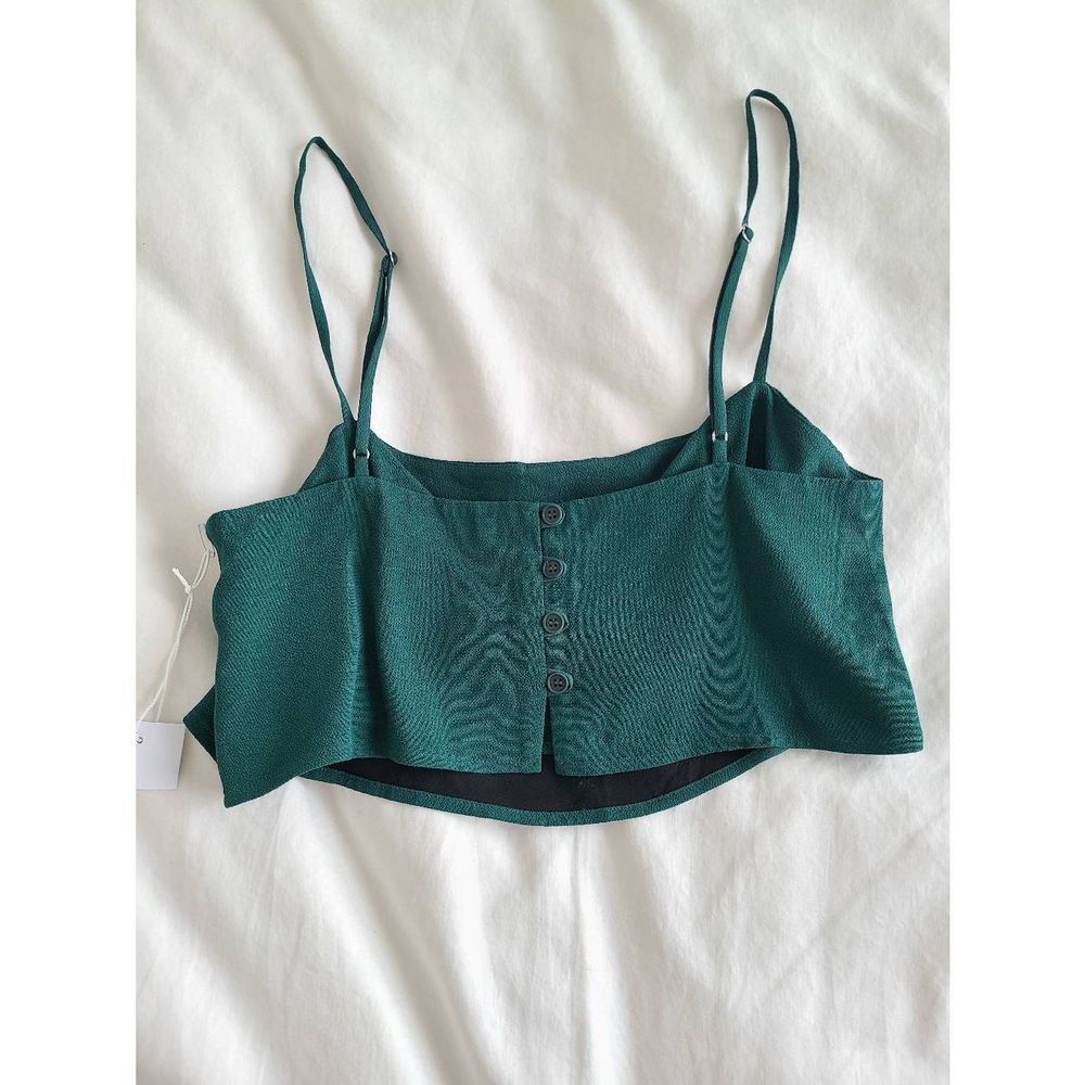 Reformation Adjustable Strap Square Neck Sleeveless Cropped Top Green Size 6 - Picture 5 of 5